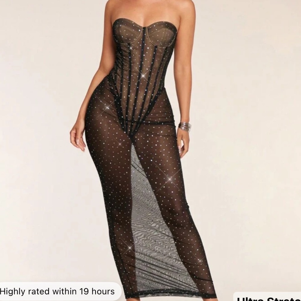 & Other Stories Black Sheer Maxi Dress